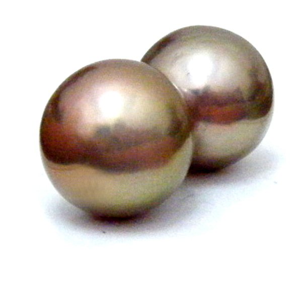 Copper Pink 12mm Button Pearl Stud Earrings